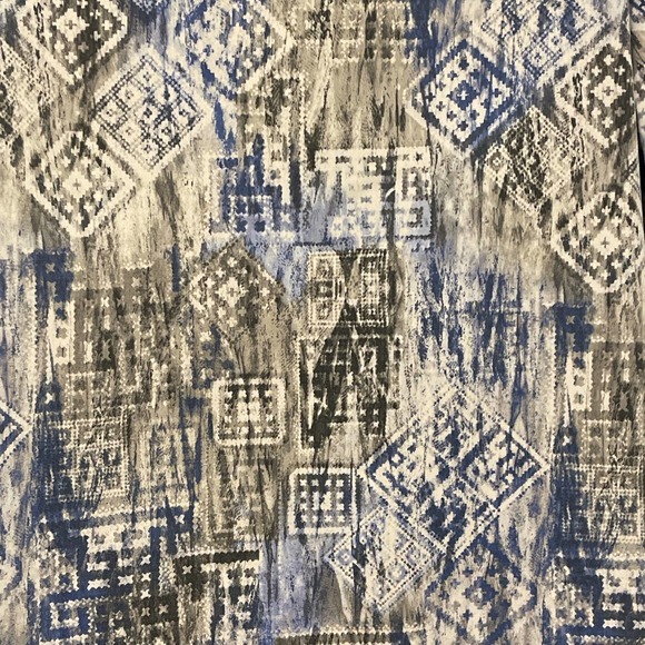 Tafford Blue Grey Aztec‎ Print Medium Scrub Top Poly Cotton Pre-owned - Picture 3 of 7